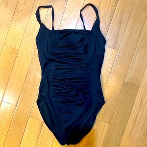 Calvin Klein Black Rusched Front 1 piece swimsuit size 12